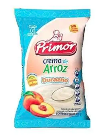 PRIMOR CREMA ARROZ BOLSA DURAZNO 450Gx16UN